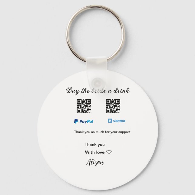 Porte-clés Acheter à la mariée un don de boisson QR Venmo Pay (Recto)