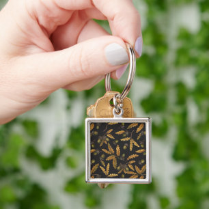 Porte-clés Acornes et feuilles de chêne sur noir