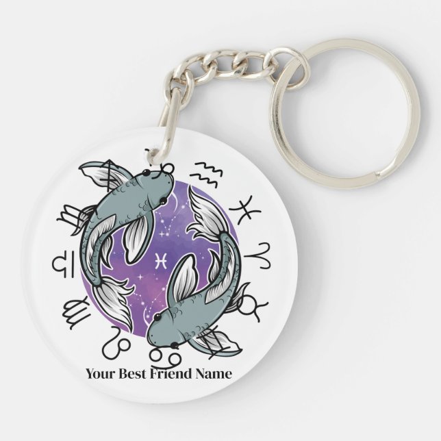 Porte-clés acrylique du zodiaque Scorpion & Poisso (Dos)