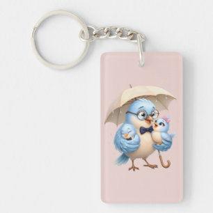 Porte-clés acrylique Père Oiseau Cadeau de famille