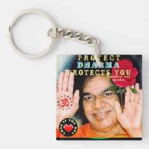 Porte-clés acrylique Sathya Sai Baba " Protect ...