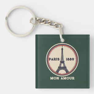 Porte-clés acrylique Tour Eiffel vintage Paris 188