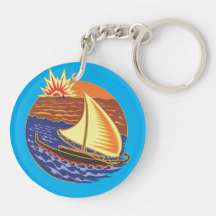 Porte-clés acrylique Voile au coucher du soleil