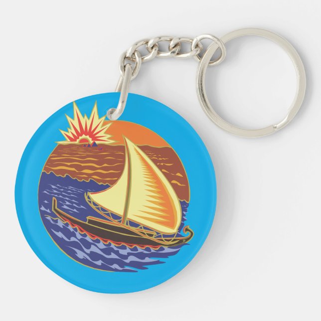 Porte-clés acrylique Voile au coucher du soleil (Dos)
