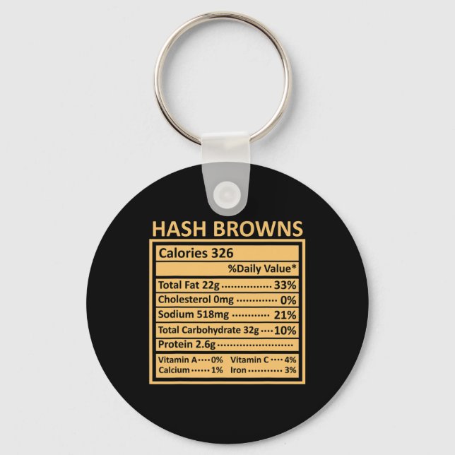 Porte-clés Action de grâce Noël Funny Hash Browns Nutrition (Recto)