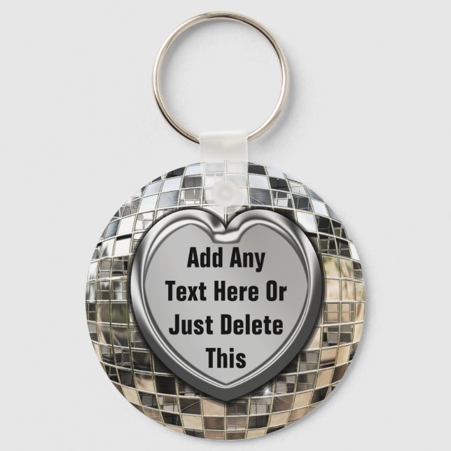 Porte-clés Add Any Text Mirror Ball Keychain (Recto)