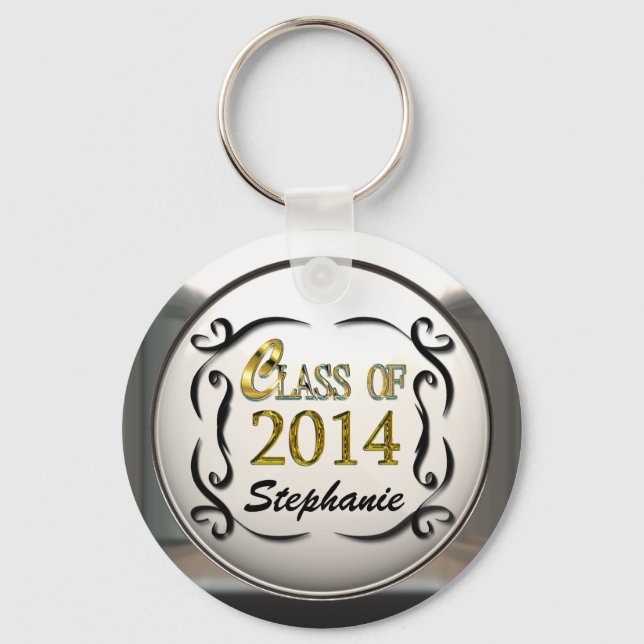 Porte-clés Add Name Class Of 2014 Graduation Keychain (Recto)