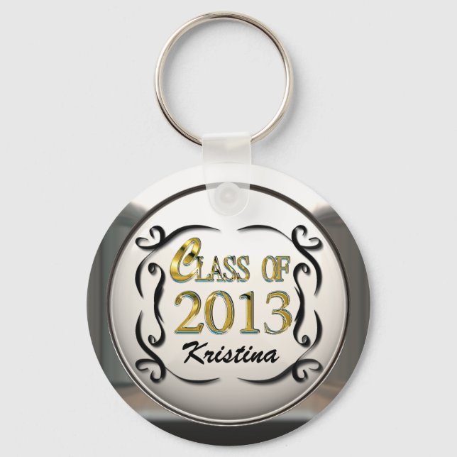 Porte-clés Add Name Gold & Black Decorative Grad Keychain (Recto)