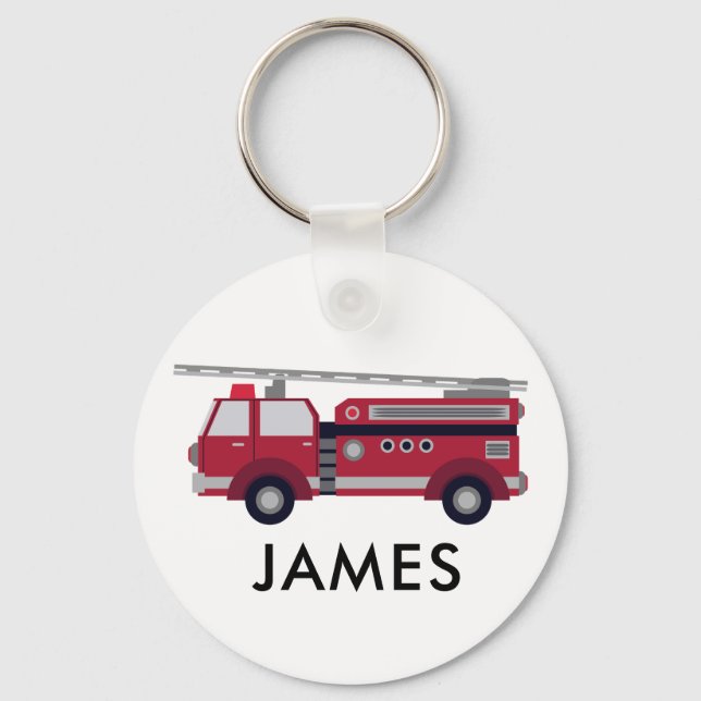 Porte-clés Add Your Name Red Fire truck Personalised (Recto)