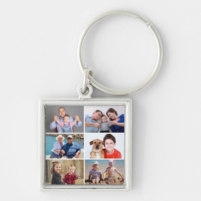 Porte-clés Add Your Own 6 Photo Collage Personalized Keychain (Devant)