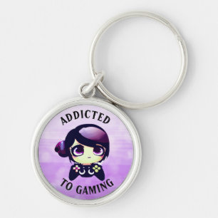Porte-clés Addicité au jeu   Cute Kawaii Girl Gamer