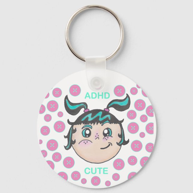 Porte-clés ADHD keychain with "ADHD Cute" illustration (Recto)