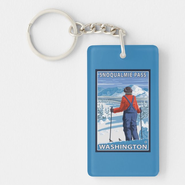 Porte-clés Admirer de skieur - passage de Snoqualmie, (Devant)