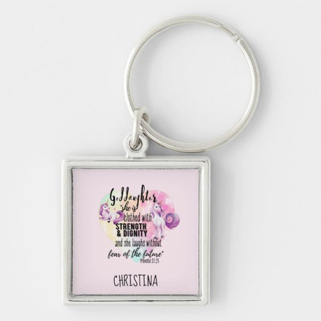 Porte-clés Adolescent Godgirl cadeau Pink Unicorn Proverbe mi (Devant)
