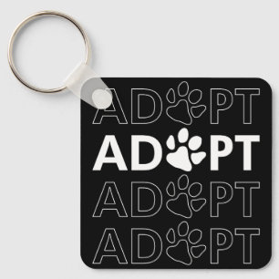 Porte-clés Adopter le texte empilé Paw