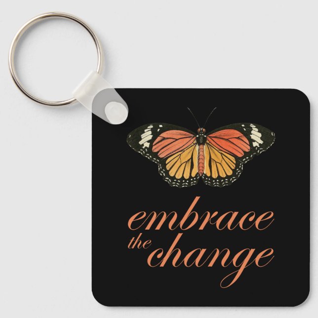 Porte-clés Adoptez le changement - Papillon orange (Recto)