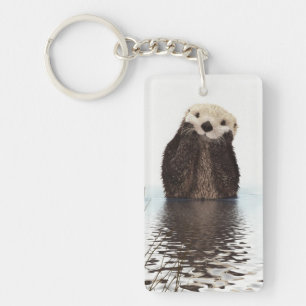 Porte-clés adorable animal de loutre moelleuse mignonne
