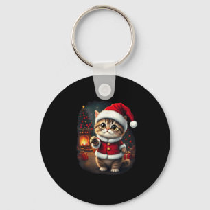 Porte-clés Adorable Chat de Noël Santa Claus Beau Kit de Noël