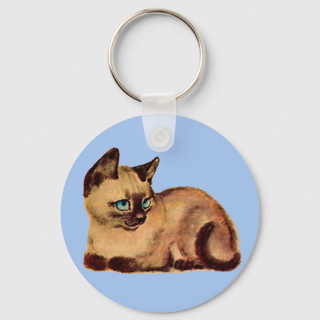 Porte-clés adorable chaton siamois (Recto)
