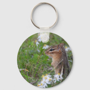 Porte-clés Adorable Chipmunk en fleurs