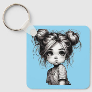 Porte-clés Adorable Fille de Noël avec chatte - Idée cadeau m