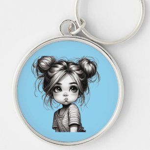 Porte-clés Adorable Fille de Noël avec chatte - Idée cadeau m