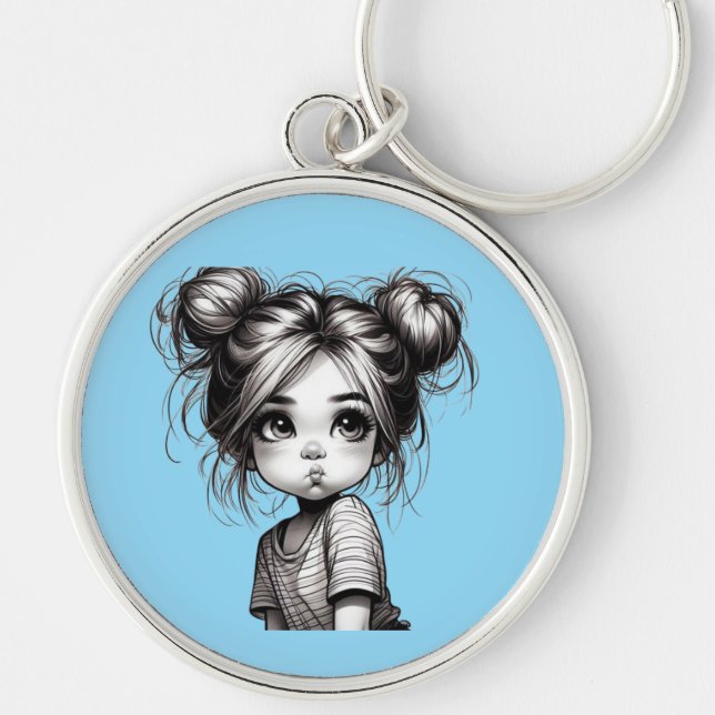 Porte-clés Adorable Fille de Noël avec chatte - Idée cadeau m (Devant)