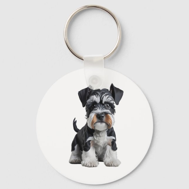 Porte-clés Adorable HD miniature Schnauzer Portrait de chiot  (Recto)