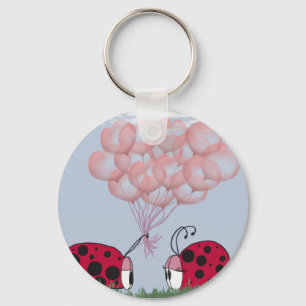 Porte-clés Adorable Ladybug Avec Joli Bouquet De Balloon Rose