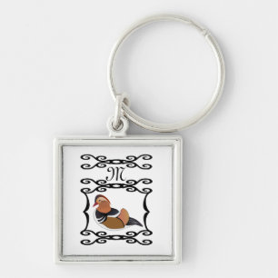 Porte-clés Adorable Mandarin Duck Cartoon Monogram
