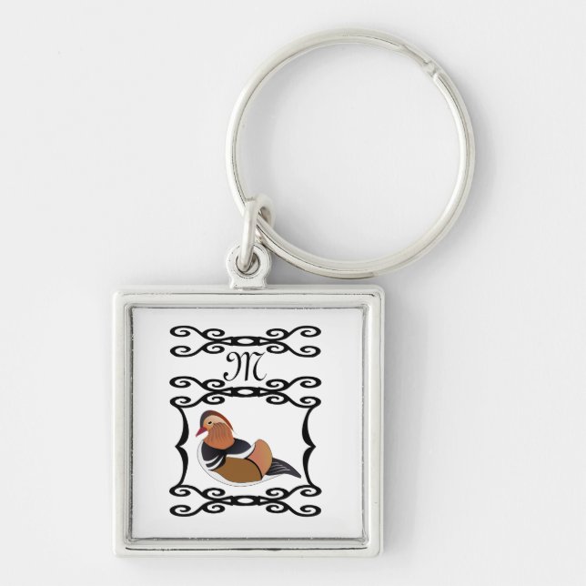 Porte-clés Adorable Mandarin Duck Cartoon Monogram (Devant)