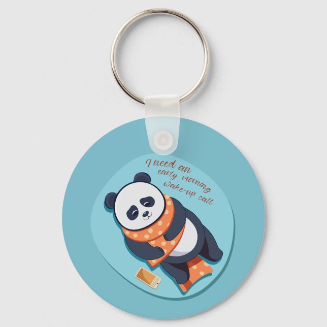 Porte-clés adorable panda besoin appel matinal (Recto)