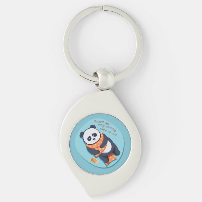 Porte-clés adorable panda besoin appel matinal (Devant)