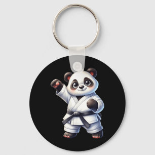 Porte-clés Adorable Panda Karaté Ceinture Noire Combattant d'