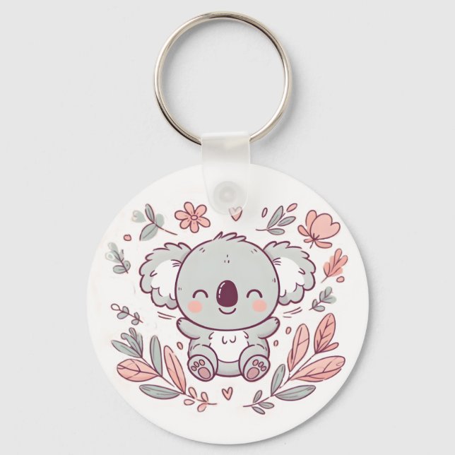Porte-clés Adorable Porte - clé Koala avec design floral (Recto)