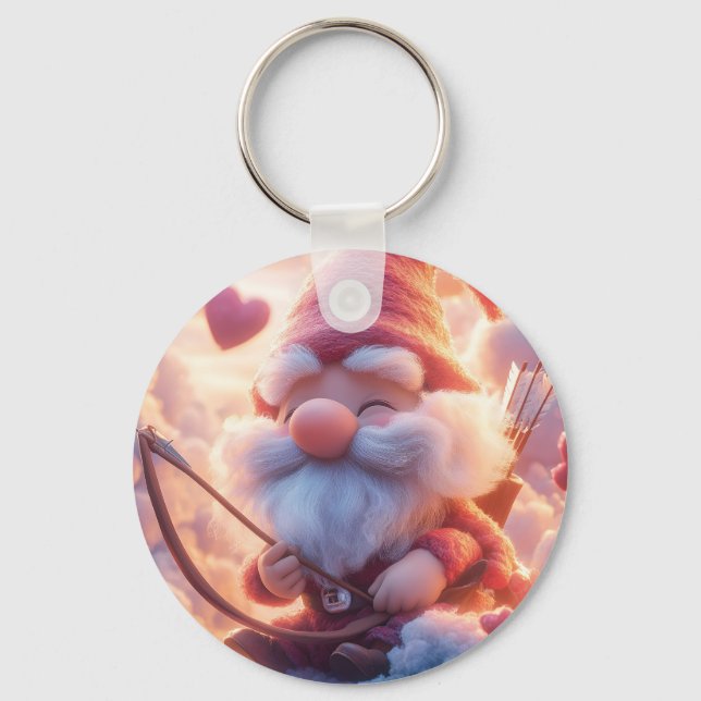 Porte-clés Adorable Valentine's Day Gnome avec Bow et Flèche (Recto)