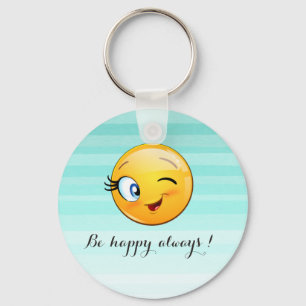 Porte-clés Adorable Winking Emoji Face-Be heureux toujours