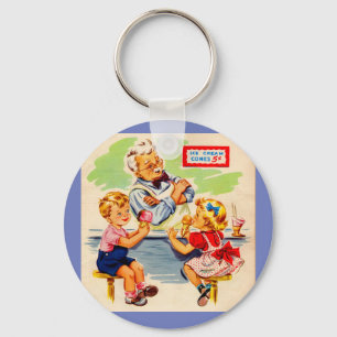 Porte-clés adorables enfants à la fontaine de soda