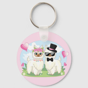 Porte-clés Adorables Llama Love Cute Llama Couple Keychain