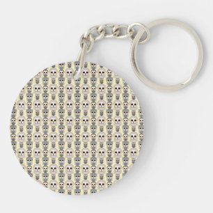 Porte-clés Adorables Petits Hiboux Motif sur Jaune Clair
