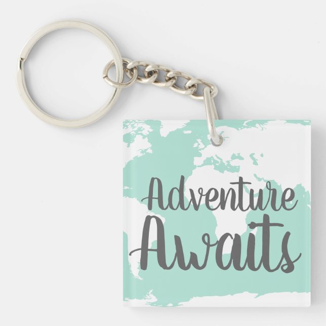 Porte-clés Adventure Await World Map & Mint (Devant)