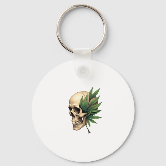 Porte-clés Aesthetic Goth Grunge Skull Tropical Monstera Leaf (Recto)