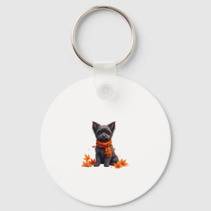 Porte-clés Affenpinscher Au Coeur Fait De Feuilles D'Automne