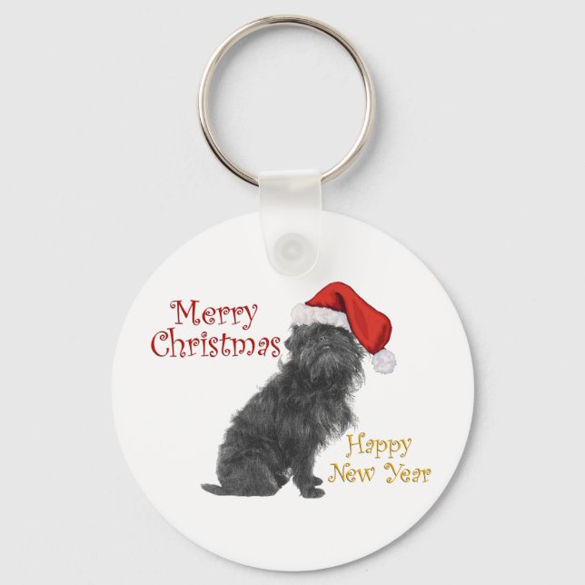 Porte-clés Affenpinscher Noël (Recto)