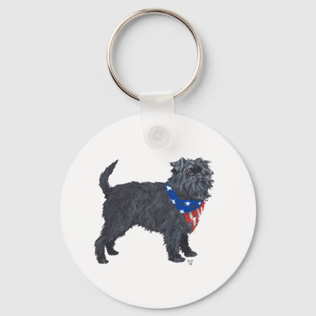 Porte-clés Affenpinscher Patriotique (Recto)