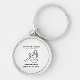 PORTE-CLÉS AFFICHE D'ART EN LIGNE MINIMALISTE FEMME LISANT &