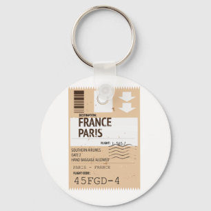 Porte-clés Affiche de billet d'avion Paris France