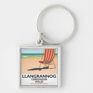 Porte-clés Affiche de la plage de Llangrannog, Ceredigion Wal