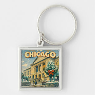 Porte-clés Affiche de l'Art Institute of Chicago en hiver