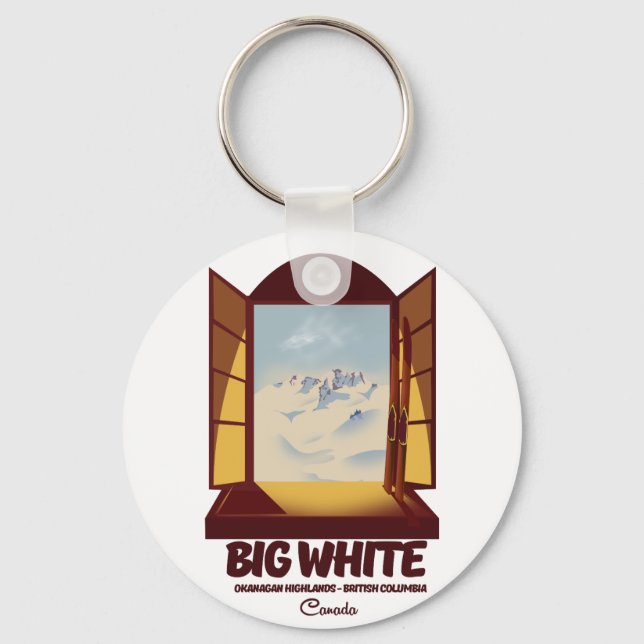 Porte-clés Affiche de ski de Big White Colombie-Britannique C (Recto)
